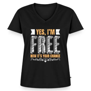Célibataire - Vous pouvez vous adresser à moi Femme célibataire - T-shirt encolure en V Premium bio Femme - noir - Devant - AI Model Female 172 light (172cm)