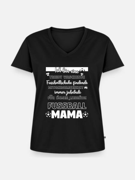 Fussball Mama - Frauen Premium Bio T-Shirt mit V-Ausschnitt - Schwarz
