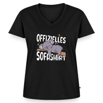 Mein offizielles Sofashirt Schlafshirt Koala - Frauen Premium Bio T-Shirt mit V-Ausschnitt - Schwarz - Vorne - AI Model Female 172 light (172cm)