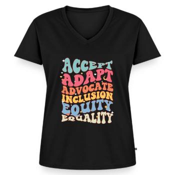 Autisme - Vrouwen Premium Bio T-shirt met V-hals - zwart - Voor - AI Model Female 172 light (172cm)