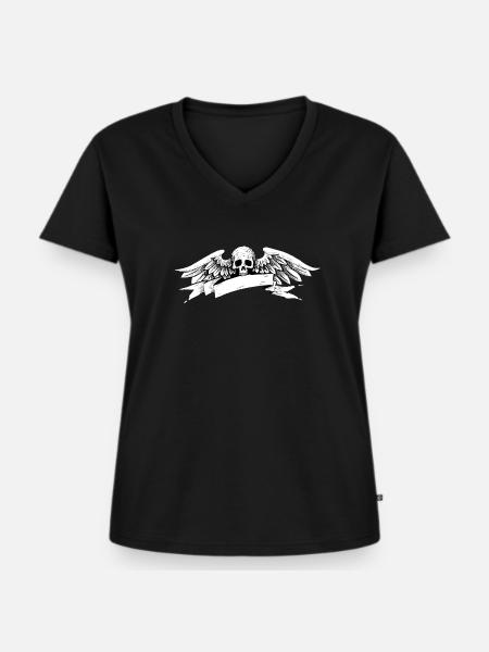 Skull - Frauen Premium Bio T-Shirt mit V-Ausschnitt - Schwarz
