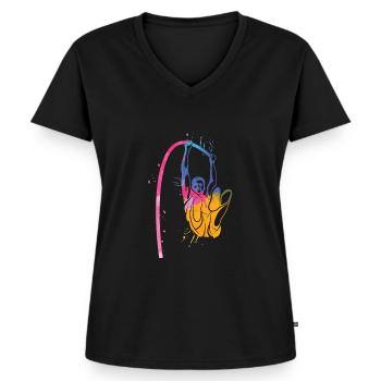 Stabhochsprung Bunter Splatter-stabhochsprung - Frauen Premium Bio T-Shirt mit V-Ausschnitt - Schwarz - Vorne - AI Model Female 172 light (172cm)