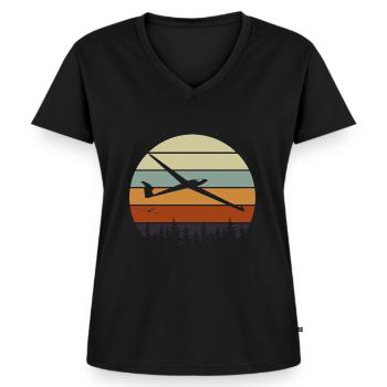 Segelfliegen Segelflieger Segelflugzeug Geschenk - Frauen Premium Bio T-Shirt mit V-Ausschnitt - Schwarz - Vorne - AI Model Female 172 light (172cm)