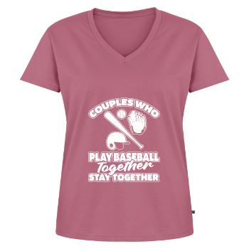 Baseball Couple - T-shirt encolure en V Premium bio Femme - mauve - Devant - AI Model Female 172 dark (172cm)