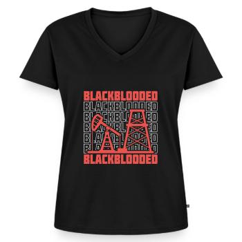Ölfeld Bohrinsel - Frauen Premium Bio T-Shirt mit V-Ausschnitt - Schwarz - Vorne - AI Model Female 172 light (172cm)