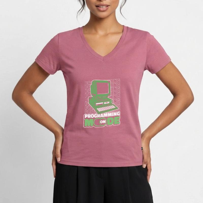Entwickler Coder Programmierer Computer Frauen Premium Bio T-Shirt mit V-Ausschnitt