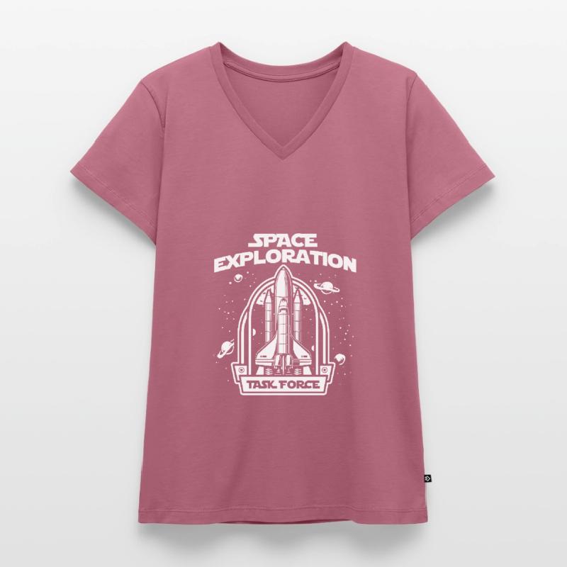 Exploration spatiale Colonisation de l’espace T-shirt encolure en V Premium bio Femme