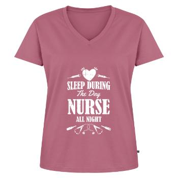 Infirmière Herz - T-shirt encolure en V Premium bio Femme - mauve - Devant - AI Model Female 172 dark (172cm)
