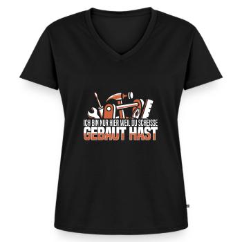 Rohrleitungsbauer Witzig - Frauen Premium Bio T-Shirt mit V-Ausschnitt - Schwarz - Vorne - AI Model Female 172 light (172cm)