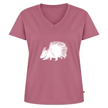 Porc-épic - T-shirt encolure en V Premium bio Femme - mauve - Devant - AI Model Female 172 dark (172cm)