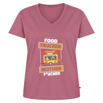 Street food rude - Women's Premium Organic V-neck T-shirt - mauve - Front - AI Model Female 172 dark (172cm)