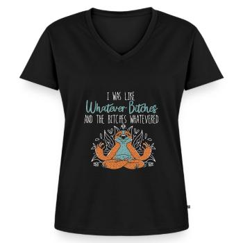 Sloth Humour Sloth Yoga - T-shirt encolure en V Premium bio Femme - noir - Devant - AI Model Female 172 light (172cm)
