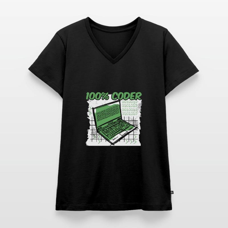 Programmeur Codeur développeur T-shirt encolure en V Premium bio Femme