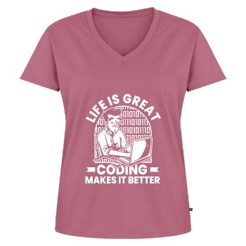 Developer Coder Programmer Humor - Women's Premium Organic V-neck T-shirt - mauve - Front - AI Model Female 172 dark (172cm)