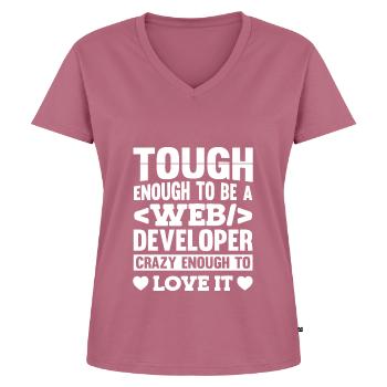 Développeur Web Développeur Web - T-shirt encolure en V Premium bio Femme - mauve - Devant - AI Model Female 172 dark (172cm)