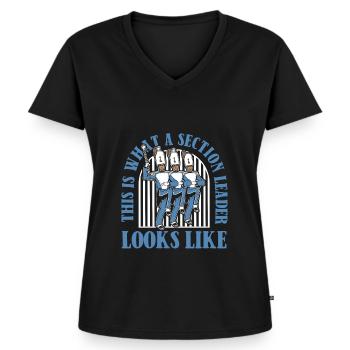 Fanfahrenzug Spielmannszug Führer - Frauen Premium Bio T-Shirt mit V-Ausschnitt - Schwarz - Vorne - AI Model Female 172 light (172cm)