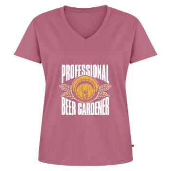 Hobbygärtner Garten Fass Garten Bier - Frauen Premium Bio T-Shirt mit V-Ausschnitt - Mauve - Vorne - AI Model Female 172 dark (172cm)