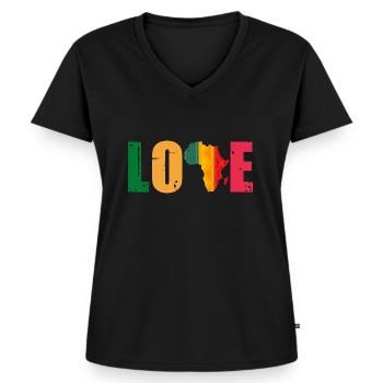 Afrika - Frauen Premium Bio T-Shirt mit V-Ausschnitt - Schwarz - Vorne - AI Model Female 172 light (172cm)