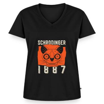 Physics Phyker Cat Quantum Physics - Women's Premium Organic V-neck T-shirt - black - Front - AI Model Female 172 light (172cm)