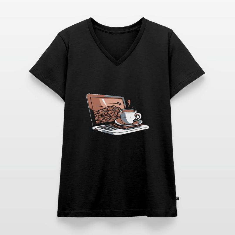 Développeur, Codeur, Programmeur, Café T-shirt encolure en V Premium bio Femme