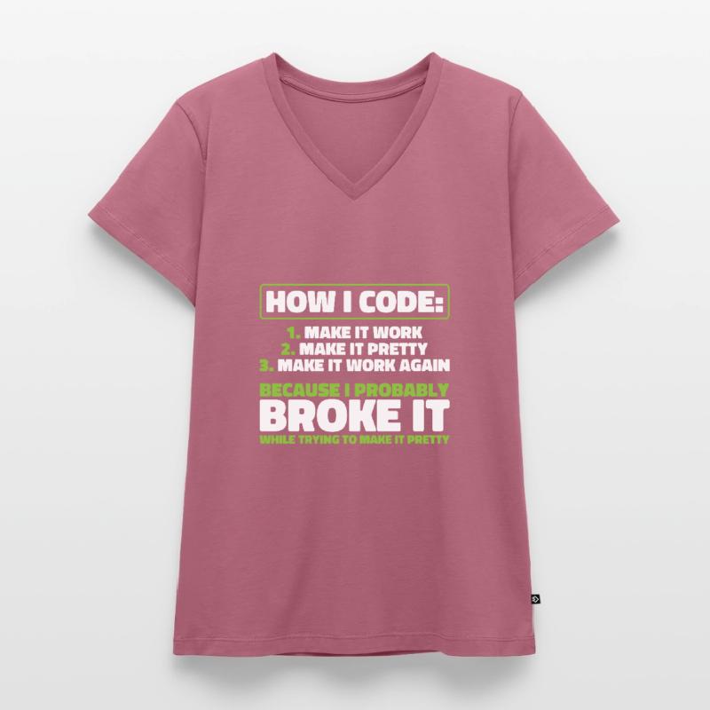 Entwickler Coder Programmierer Frauen Premium Bio T-Shirt mit V-Ausschnitt
