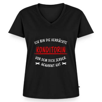 Konditorin Lustiger Spruch Torten Backen Geschenk - Frauen Premium Bio T-Shirt mit V-Ausschnitt - Schwarz - Vorne - AI Model Female 172 light (172cm)