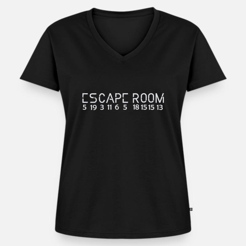 Code de la salle d’évasion - T-shirt encolure en V Premium bio Femme - noir