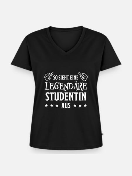 Studentin Spruch Universität Studentin Geschenk - Frauen Premium Bio T-Shirt mit V-Ausschnitt - Schwarz
