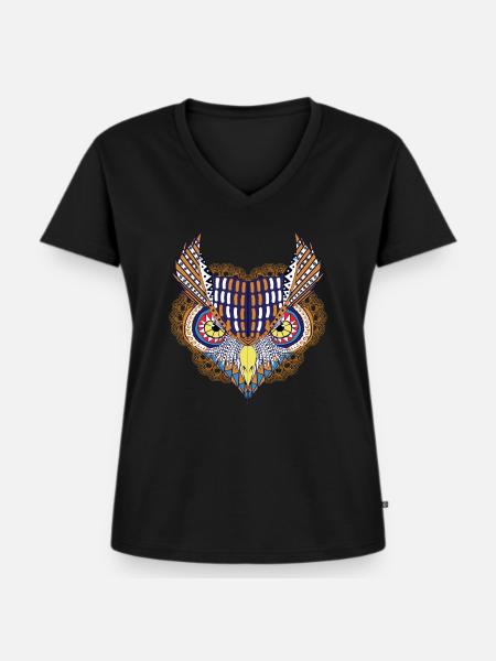 Art - Eagle - Frauen Premium Bio T-Shirt mit V-Ausschnitt - Schwarz