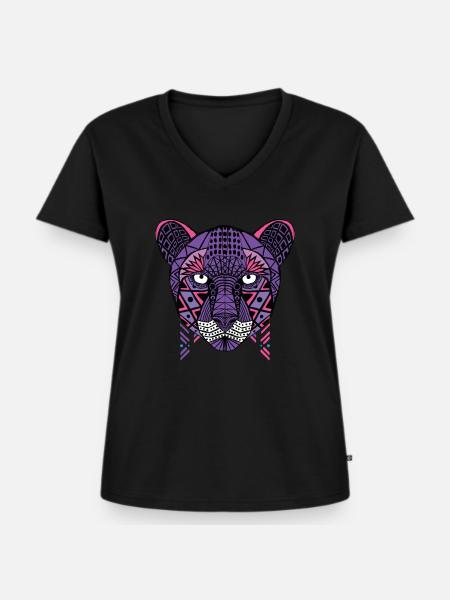 Globaler Nomaden-Gepard - Frauen Premium Bio T-Shirt mit V-Ausschnitt - Schwarz