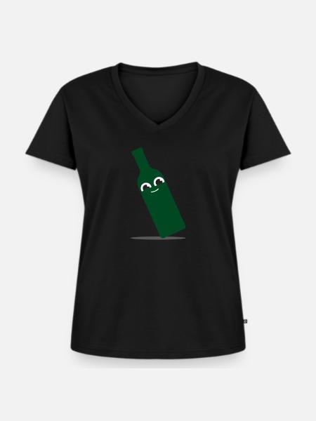 Nette Gegenstände - Flasche - Frauen Premium Bio T-Shirt mit V-Ausschnitt - Schwarz