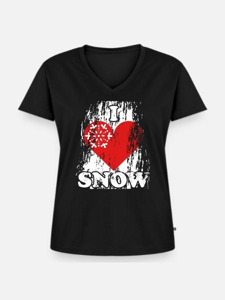 Schnee Liebe Winter Geschenk - Frauen Premium Bio T-Shirt mit V-Ausschnitt - Schwarz