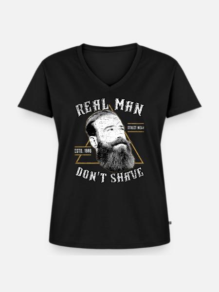 Bart Hipster Vollbart - Frauen Premium Bio T-Shirt mit V-Ausschnitt - Schwarz