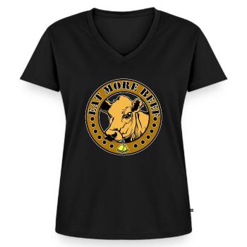 Eet meer rundvlees - Vrouwen Premium Bio T-shirt met V-hals - zwart - Voor - AI Model Female 172 light (172cm)