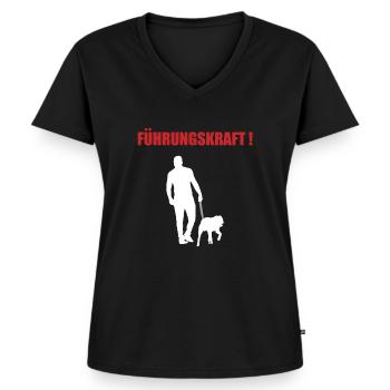 Hunde Shirt · Führungskraft · Hund Geschenk - Frauen Premium Bio T-Shirt mit V-Ausschnitt - Schwarz - Vorne - AI Model Female 172 light (172cm)
