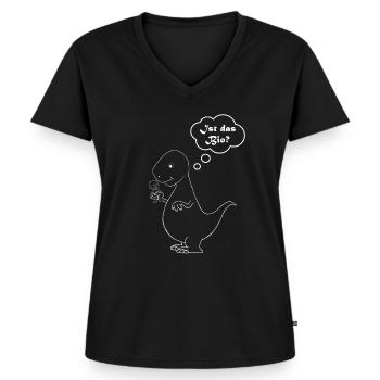 Ist das Bio - Dinosaurier - Frauen Premium Bio T-Shirt mit V-Ausschnitt - Schwarz - Vorne - AI Model Female 172 light (172cm)