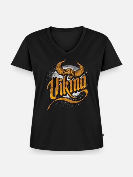 Wikinger Flagge Wikinger Schwert - Frauen Premium Bio T-Shirt mit V-Ausschnitt - Schwarz