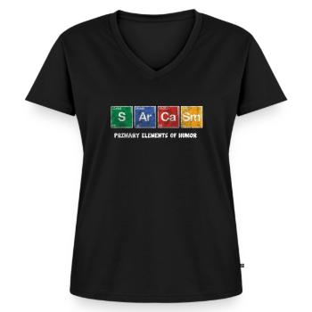 Sarkasmus Periodensystem Elemente Nerd Geschenk - Frauen Premium Bio T-Shirt mit V-Ausschnitt - Schwarz - Vorne - AI Model Female 172 light (172cm)