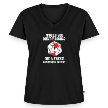 D20 Würfel Fantasy Rollenspiel Gaming Geschenk - Frauen Premium Bio T-Shirt mit V-Ausschnitt - Schwarz - Vorne - AI Model Female 172 light (172cm)