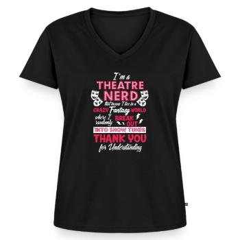 Theater - Frauen Premium Bio T-Shirt mit V-Ausschnitt - Schwarz - Vorne - AI Model Female 172 light (172cm)