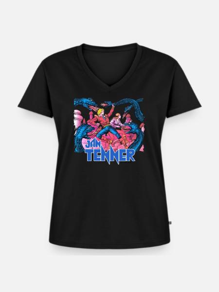 Jan Tenner Tempel Des Todes - Frauen Premium Bio T-Shirt mit V-Ausschnitt - Schwarz