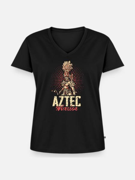 Azteken Krieger Mexiko - Frauen Premium Bio T-Shirt mit V-Ausschnitt - Schwarz