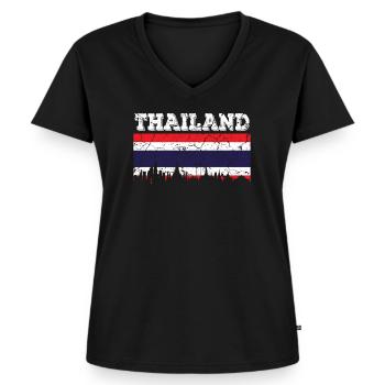 Thaïlande - T-shirt encolure en V Premium bio Femme - noir - Devant - AI Model Female 172 light (172cm)