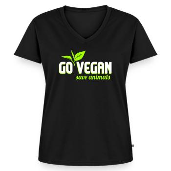 Veganer Veganerin Vegan Tierschützer Tierschutz - Frauen Premium Bio T-Shirt mit V-Ausschnitt - Schwarz - Vorne - AI Model Female 172 light (172cm)