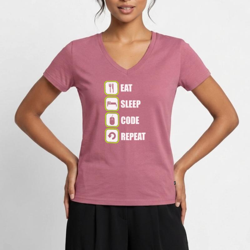 Prgrammierer Programmiererin Programmieren Code Frauen Premium Bio T-Shirt mit V-Ausschnitt