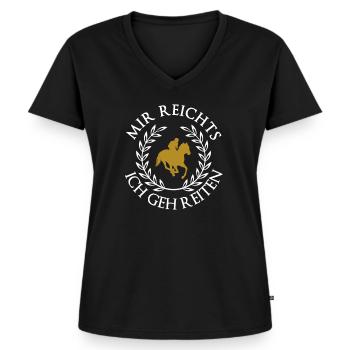 Mir reichts ich geh reiten - Frauen Premium Bio T-Shirt mit V-Ausschnitt - Schwarz - Vorne - AI Model Female 172 light (172cm)