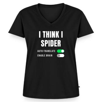 Gift idea Saying Denglisch I think I Spider - Women's Premium Organic V-neck T-shirt - black - Front - AI Model Female 172 light (172cm)