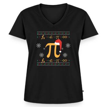 Ugly Christmas Algebra Mathe Pi - Frauen Premium Bio T-Shirt mit V-Ausschnitt - Schwarz - Vorne - AI Model Female 172 light (172cm)