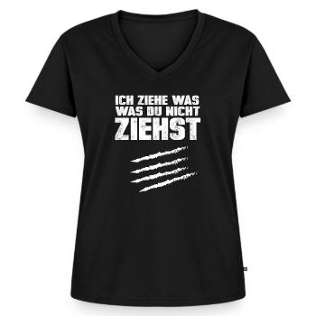 Droge Kokain Cocain Lustiger Spruch - Frauen Premium Bio T-Shirt mit V-Ausschnitt - Schwarz - Vorne - AI Model Female 172 light (172cm)