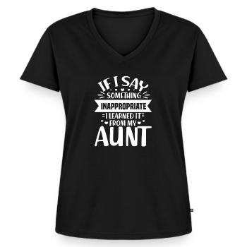 Tante Nichte Neffe - Frauen Premium Bio T-Shirt mit V-Ausschnitt - Schwarz - Vorne - AI Model Female 172 light (172cm)
